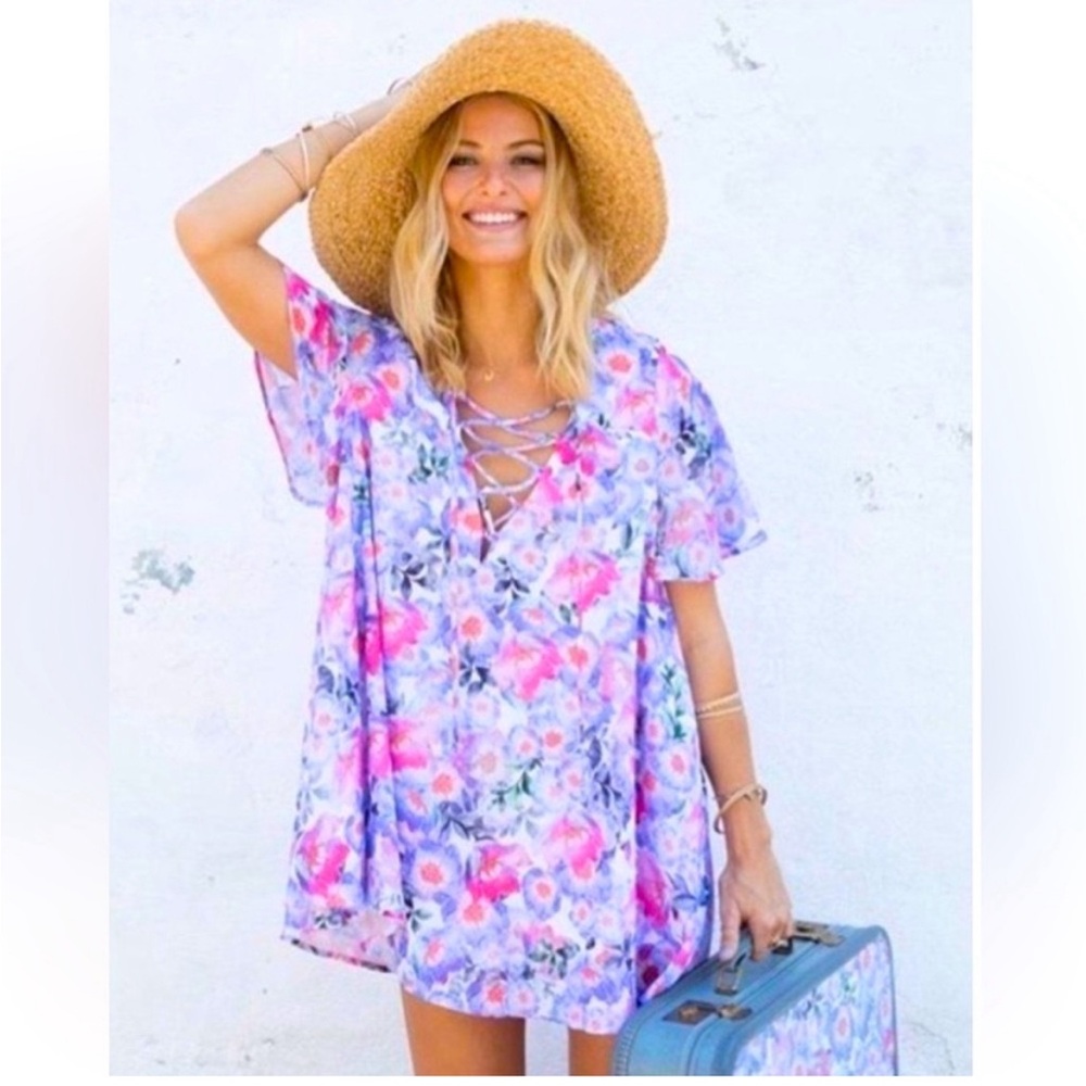 NWT - Show Me Your MuMu Kylie Lace-Up Floral Dress